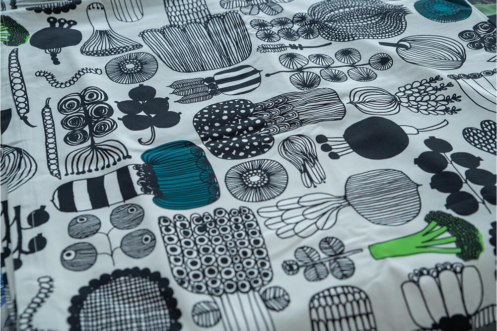 The Blossomry modern black and white abstract fabric tablecloth for dining tables